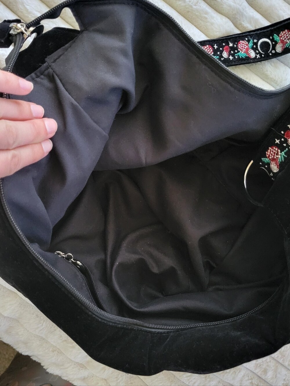 ReStyle Autumnal Equinox Luna Moth Velvet Hobo Bag - Picture 5 of 6